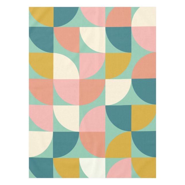Niedliche geometrische Formen Muster in Aquamarin Tischdecke (Vorderseite)