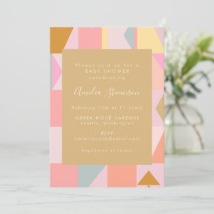 Niedliche geometrische Pastel Pink Gold Babydusche Einladung