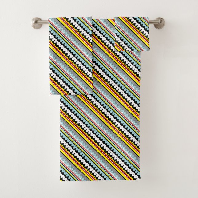 Niedliche geometrische Streifen Muster Case Mate Badhandtuch Set (Insitu)