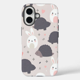 Niedliche geometrische Tiere in Pastellfarben iPhone 16 Hülle