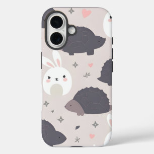 Niedliche geometrische Tiere in Pastellfarben iPhone 16 Hülle
