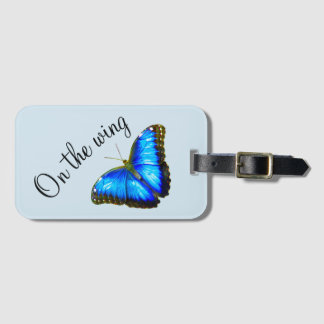 Niedliche Gepäckmarke mit Blue Butterfly "On the w Gepäckanhänger