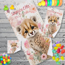 Niedliche Geparden Cub Pastel Aquarellfarben Blume