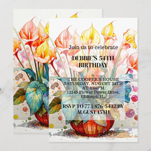Niedliche gepunktete Blume Einladungen zur Geburts (Vorne/Hinten)