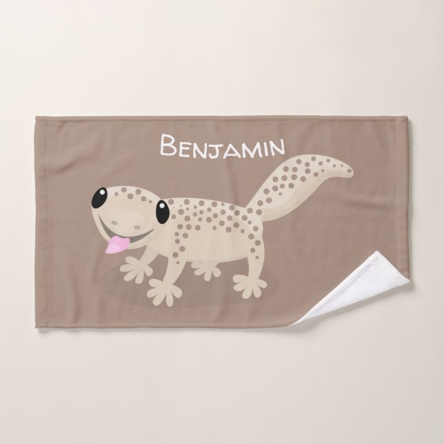Niedliche gepunktete Gecko-Cartoon-Abbildung Badhandtuch Set (Handtuch)