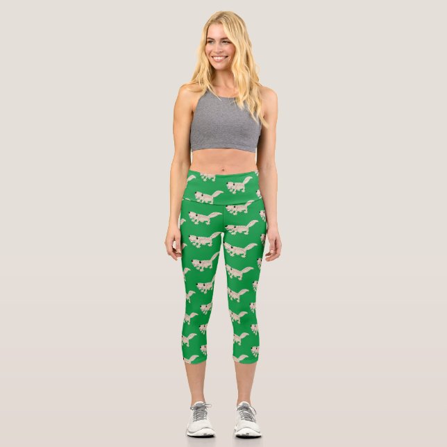 Niedliche gepunktete Gecko-Cartoon-Abbildung Capri Leggings (Vorderseite)