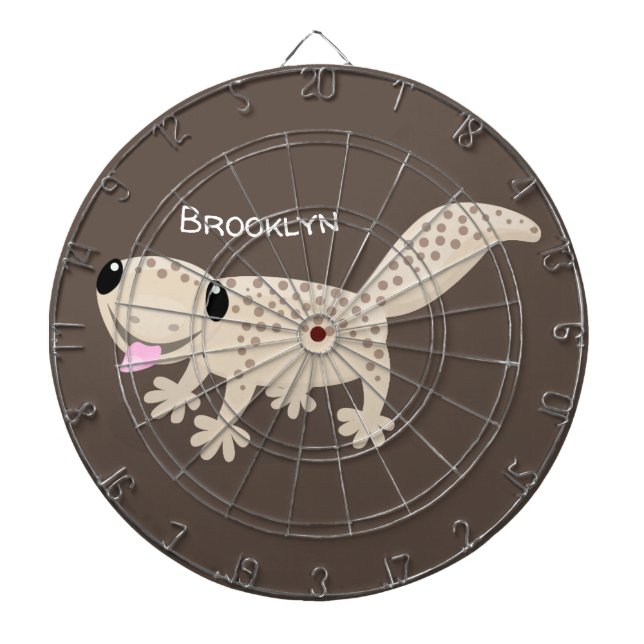 Niedliche gepunktete Gecko-Cartoon-Abbildung Dartscheibe (vorne)