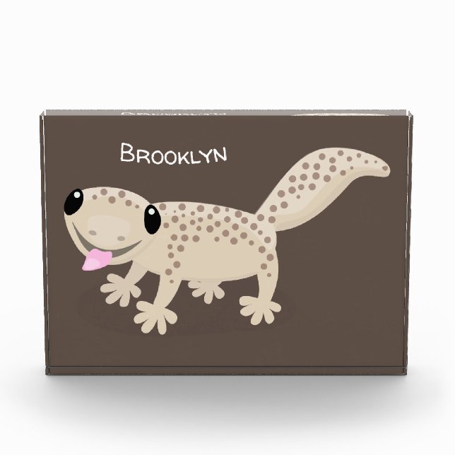 Niedliche gepunktete Gecko-Cartoon-Abbildung Fotoblock (Vorderseite)
