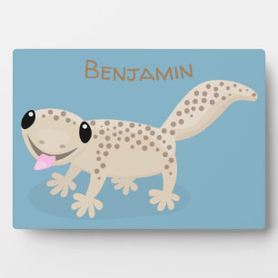 Niedliche gepunktete Gecko-Cartoon-Abbildung Fotoplatte
