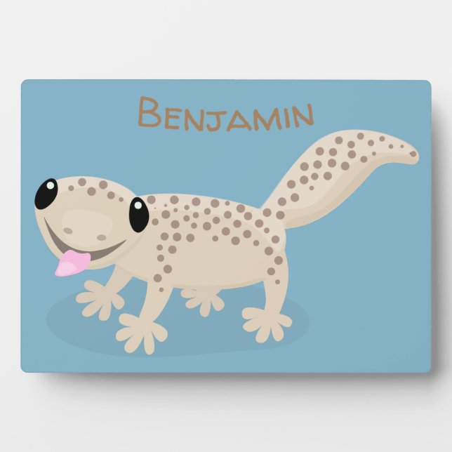 Niedliche gepunktete Gecko-Cartoon-Abbildung Fotoplatte (Vorderseite)