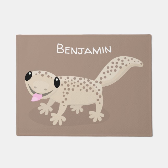 Niedliche gepunktete Gecko-Cartoon-Abbildung Fußmatte (Vorderseite)