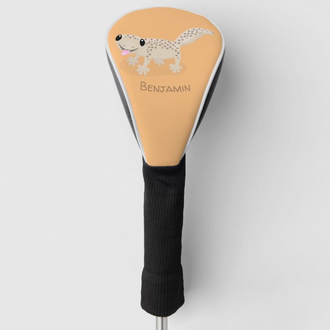 Niedliche gepunktete Gecko-Cartoon-Abbildung Golf Headcover (Vorderseite)