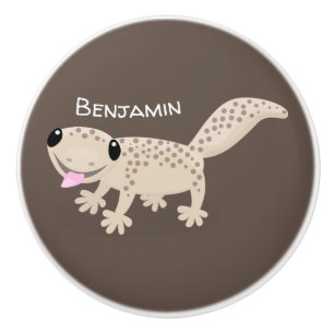 Niedliche gepunktete Gecko-Cartoon-Abbildung Keramikknauf