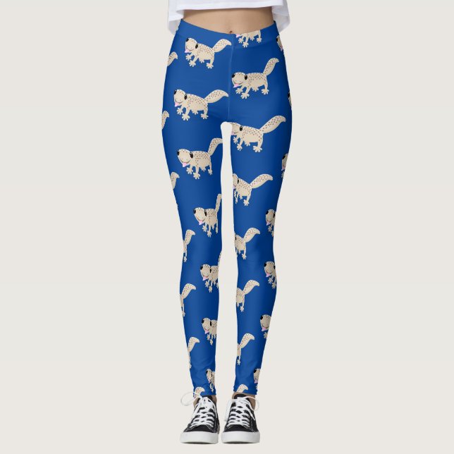 Niedliche gepunktete Gecko-Cartoon-Abbildung Leggings (Vorderseite)