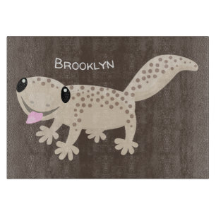 Niedliche gepunktete Gecko-Cartoon-Abbildung Schneidebrett