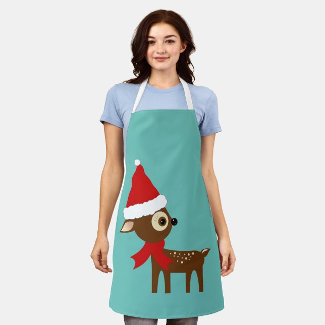 Niedliche Gepunktete Hirschweihnachtskunst Schürze (Getragen)
