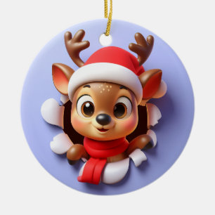 Niedliche Gepunktete Rentiere des Weihnachtsmanns Keramik Ornament
