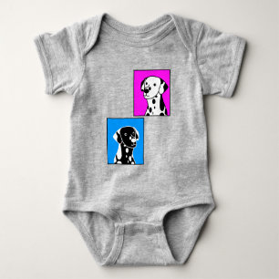 NIEDLICHE GEPUNKTETE SCHWARZE UND WEISSE HUNDE ZEI BABY STRAMPLER