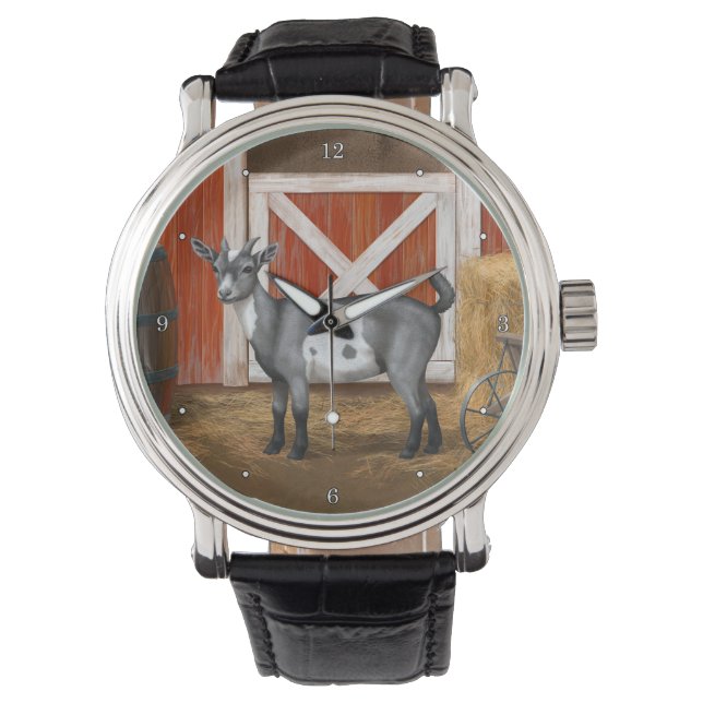 Niedliche Gepunktete Ziege Armbanduhr (Vorderseite)