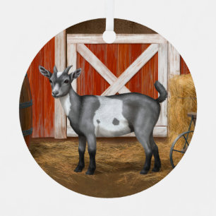 Niedliche Gepunktete Ziege Ornament Aus Metall