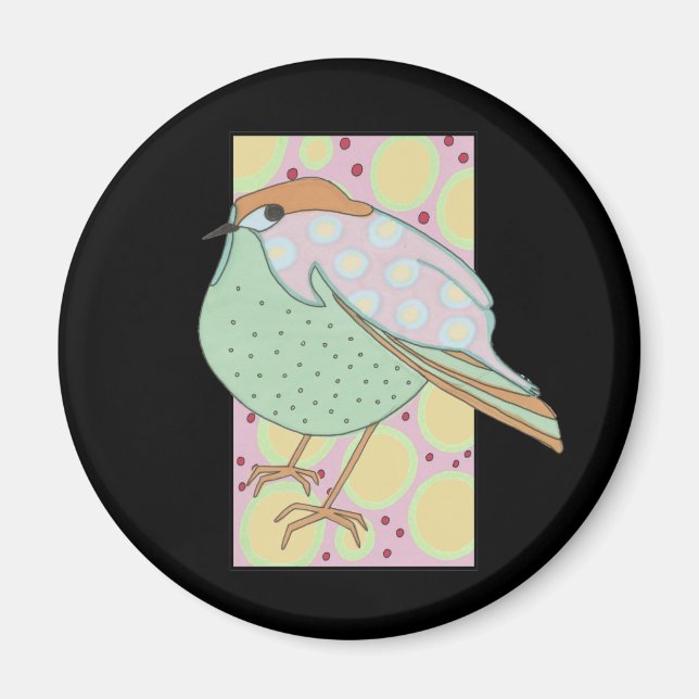 Niedliche Gerahmte Pastel Songbird Magnet (Vorne)