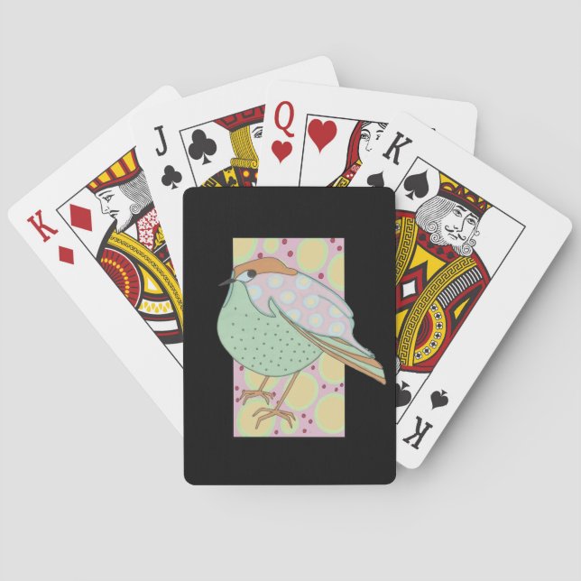 Niedliche Gerahmte Pastel Songbird Spielkarten (Rückseite)