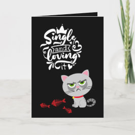 Niedliche, gereizte Katze, die nach Valentine bett Feiertagskarte