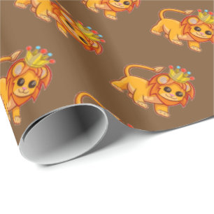 Niedliche Geschenk-Verpackung Löwe-König-Crown Geschenkpapier