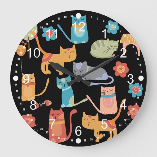 Niedliche Geschenke für Katzen Liebhaber Große Wanduhr (Vorderseite)