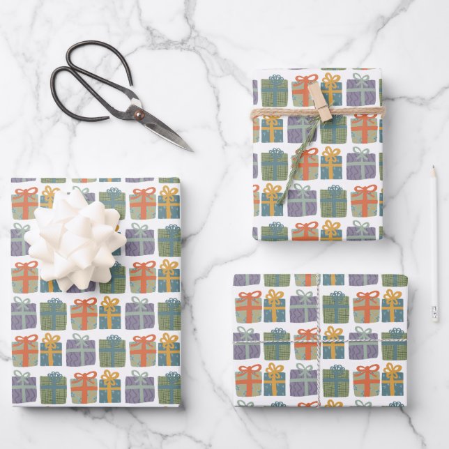 Niedliche Geschenke HandGezeichnet Weihnachtsfeier Geschenkpapier Set (Vorderseite)