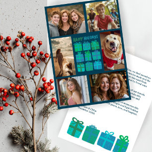 Niedliche Geschenke präsentiert handGezeichnet CUS Feiertagskarte