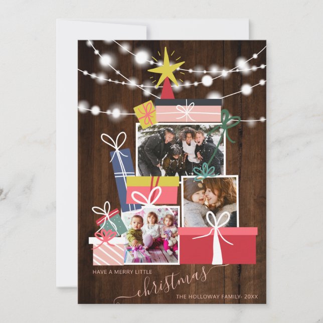 Niedliche Geschenke Weihnachtsbaumholz 3 Foto Coll Ankündigung (Vorderseite)
