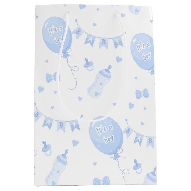 Niedliche Geschenktücher Babydusche Es ist ein Boy Mittlere Geschenktüte (Vorderseite)