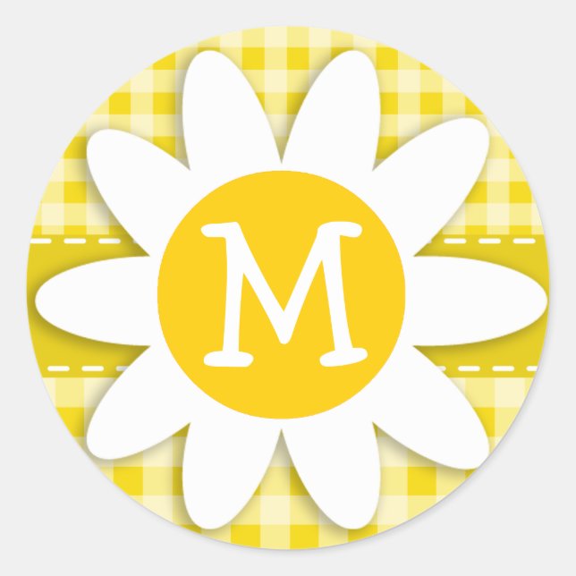 Niedliche Geschichte über Golden Yellow Gingham Runder Aufkleber (Vorderseite)