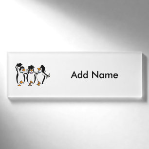 Niedliche Geschlossen Pinguine Namenschild