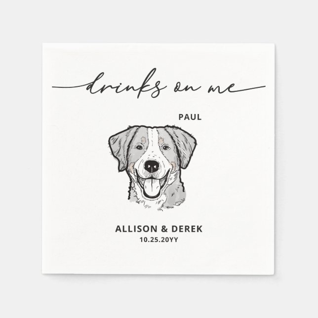 Niedliche Getränke auf Mir-Hund-Hochzeit Serviette (Vorderseite)