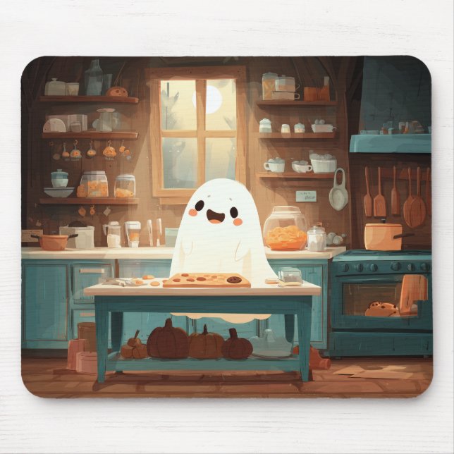 Niedliche Ghost Backkost - Gemütliches spokes Mous Mousepad (Vorne)