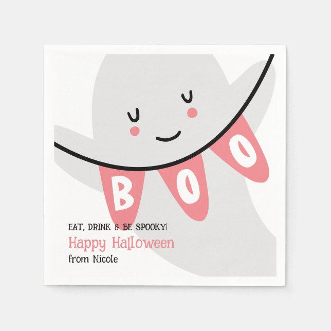 NIEDLICHE GHOST BOO HALLOWEEN KIDS LECKEREI SERVIETTE (Vorderseite)