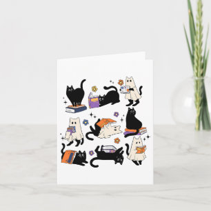 Niedliche Ghost Cat Reading Books Lover Bookish Ha Karte