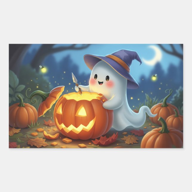 Niedliche Ghost Halloween Rectangle Stickers (Vorderseite)