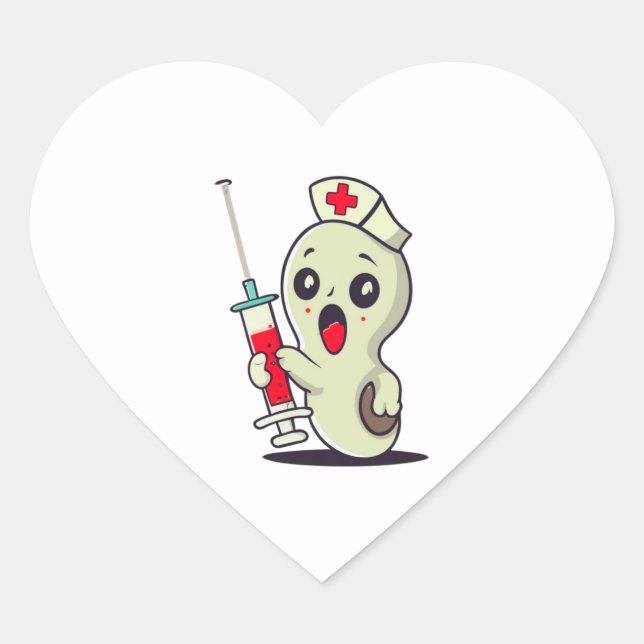 niedliche Ghost-Pflegeinjektion Herz-Aufkleber (Vorderseite)