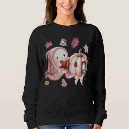 Niedliche Ghost Reading Book Teacher Halloween Lie Sweatshirt