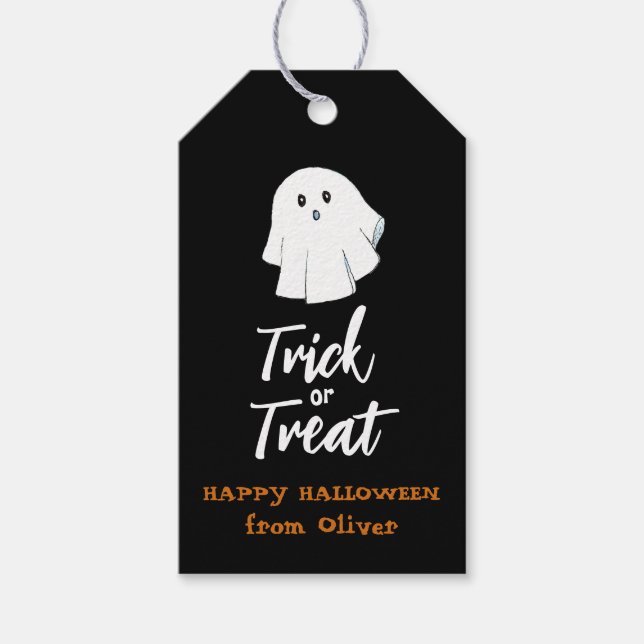 Niedliche Ghost-Trick oder Treat Halloween-Gift-Ta Geschenkanhänger (Vorderseite)