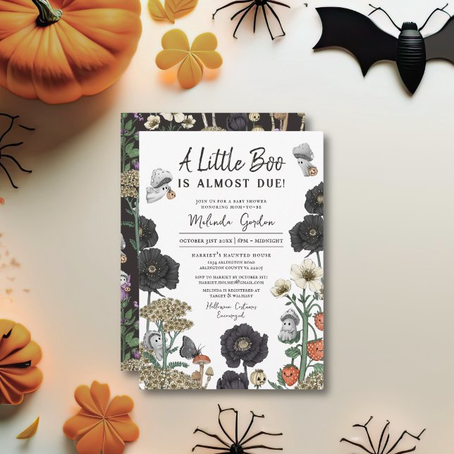Niedliche Ghosts Halloween-Kinderdusche Einladung (A Little Boo is Almost Due Halloween Baby Shower Invitations)