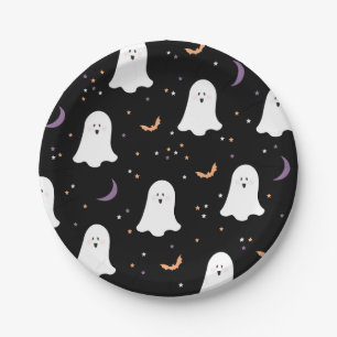 Niedliche Ghosts Halloween-Schwarzpapierplatte Pappteller