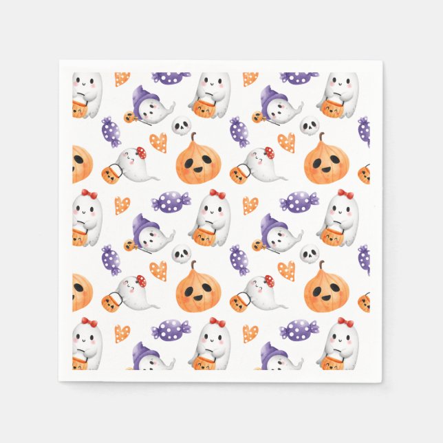Niedliche Ghosts Pumpkin Halloween Pattern Kinderd Serviette (Vorderseite)