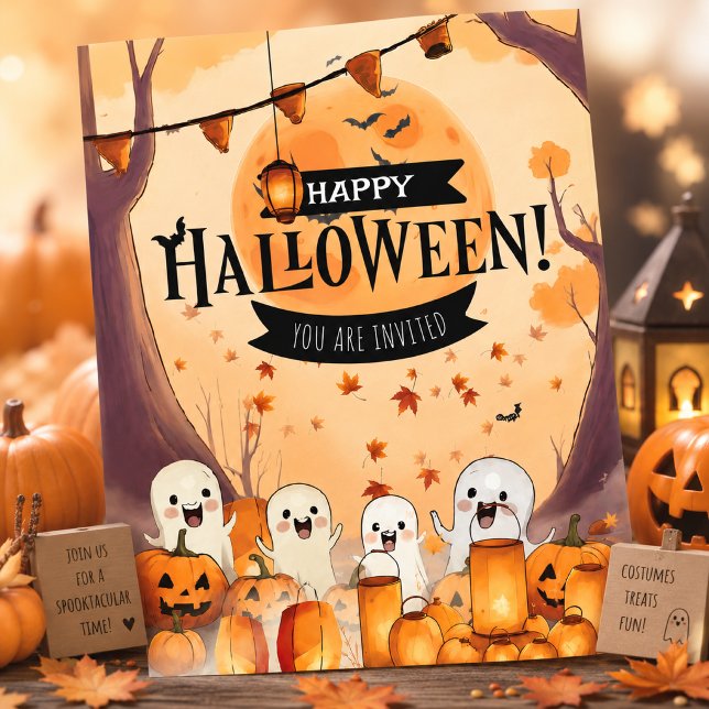 Niedliche Ghosts & Pumpkin Patch Einladung (Von Creator hochgeladen)