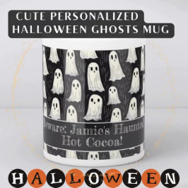 Niedliche Ghosts Schwarz & Weiß Halloween Custom Tasse
