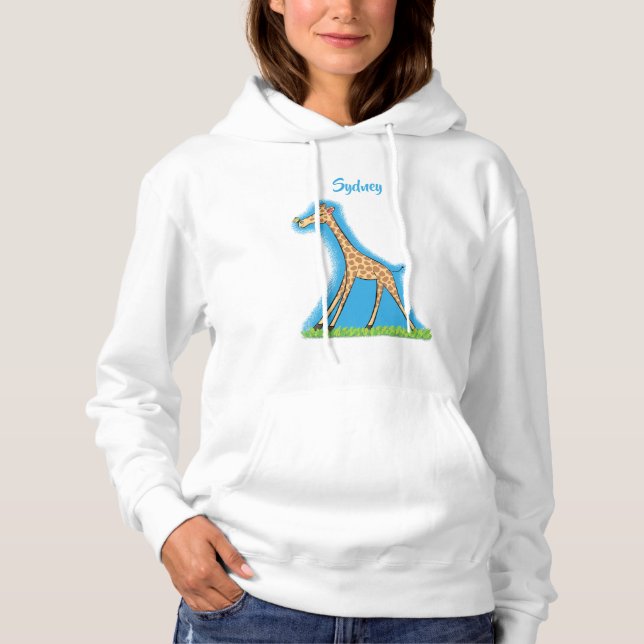 Niedliche Gigraffe mit Schmetterling-Cartoon Hoodie (Vorderseite)
