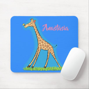 Niedliche Gigraffe mit Schmetterling-Cartoon Mousepad